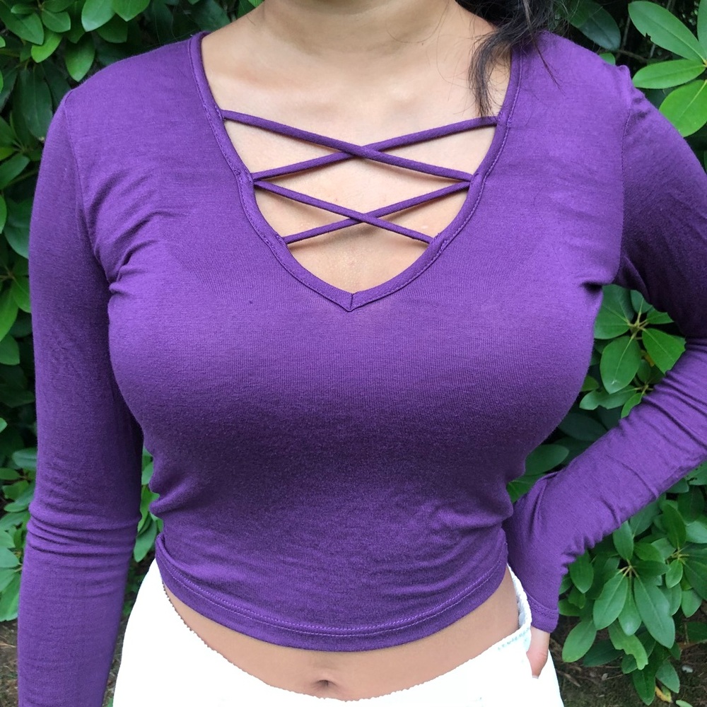 Criss cross purple top